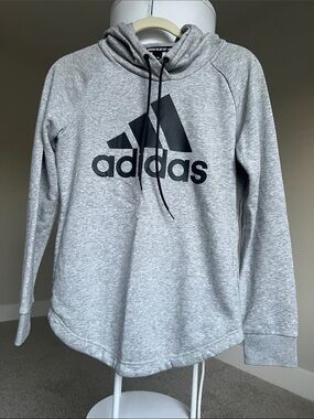 adidas Women’s Gray Hoodie Sweatshirt with Black Logo